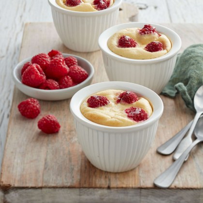 Baked Ricotta and Raspberry Puddings